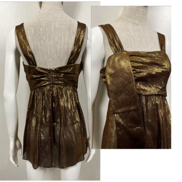 VERA WANG LAVENDER BRONZE METALLIC BLOUSE 6 - Picture 2 of 3